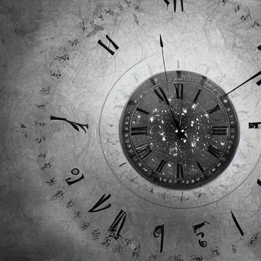 Image similar to the clock stop when you reach the end of time, surreal, transcendent plan of existence