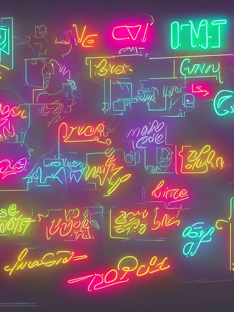 Prompt: neon word signs by disney concept artists, blunt borders, rule of thirds