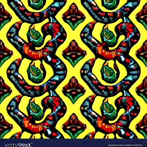 Prompt: seamless pattern showing poisonous snakes. colorful, hdr photography, seamless, tileable, ornament.