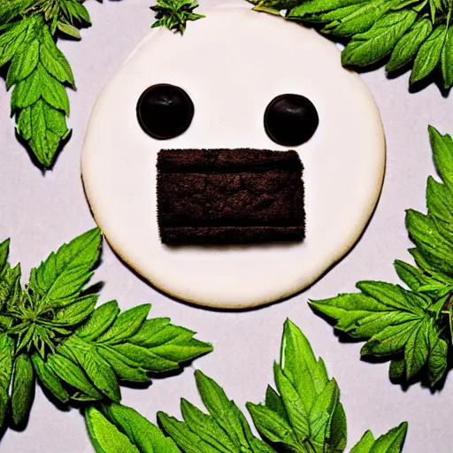 Prompt: !!! cookie monsta!!! made of weed buds eating a cookie photography portrait stylised jonathan zawada soft lighting