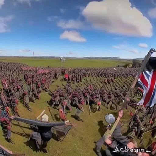 Prompt: gopro view of the battle of bannockburn