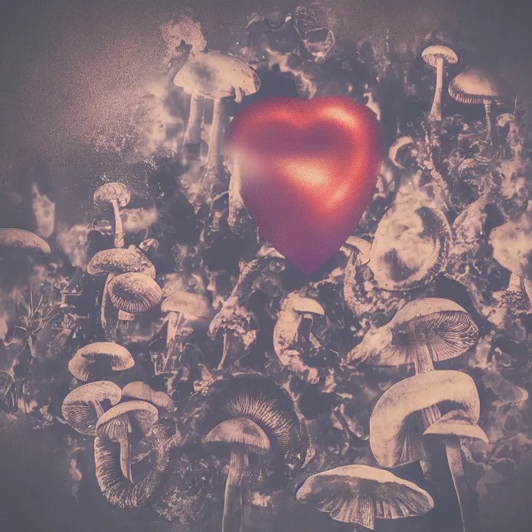 Image similar to double exposure of dally life, symbols of live, explosion, love is the most relevant theme, love is infinity, love is begin of all, 8 k resolution, artistic mode, artistic, trending on instagram, long exposure, love art, serious, fantasy and dreams vibes, mushrooms style and macro style