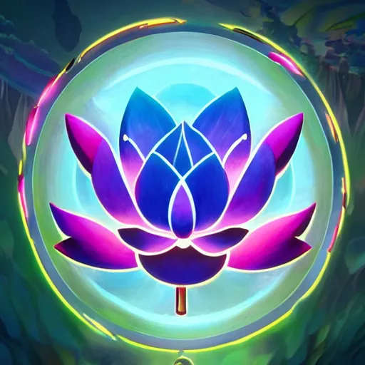 Image similar to lotus flower epic legends game icon stylized digital illustration radiating a glowing aura global illumination ray tracing hdr fanart arstation by ian pesty and katarzyna da bek - chmiel