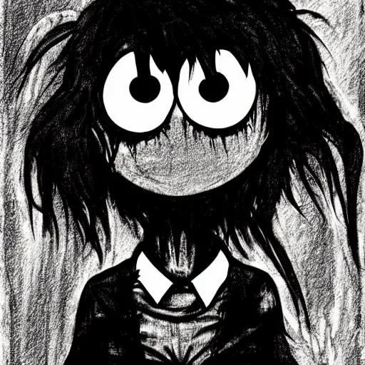 Prompt: grunge drawing of elmo by mrrevenge, corpse bride style, horror themed, neat