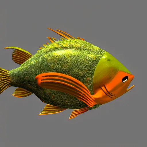 Prompt: 3 d render of a fish nft behance blender scene, cooperate art style