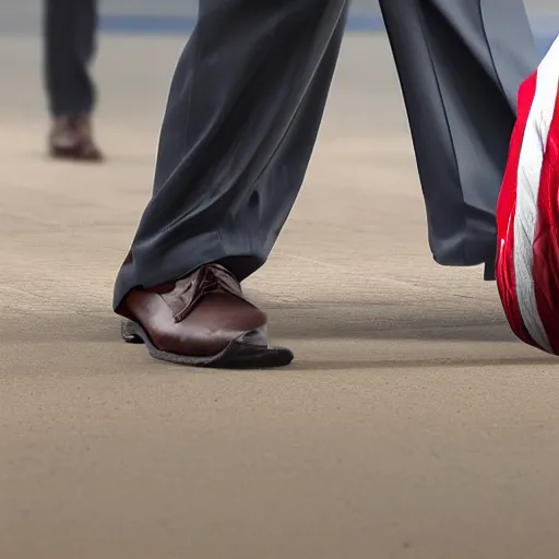 Image similar to Super High Speed Photography of a shoe impacting George Bush's head, hyper photo realistic 8K HDRI, photo by Annie Liebowitz