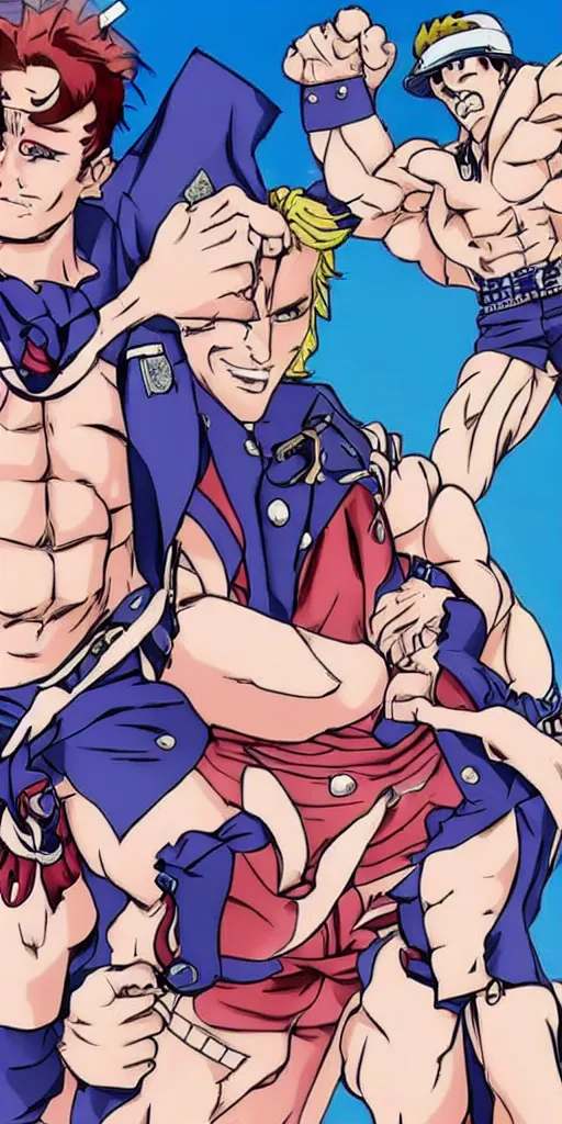 Image similar to Billy Herrington in JoJo's bizarre adventure anime style