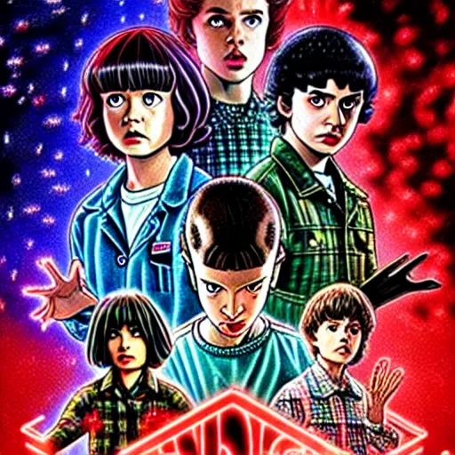 Prompt: stranger things 4 season manga by junji ito