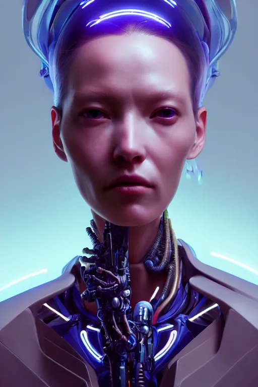 Image similar to a portrait of a beautiful 28th century super cool post-human female, barely human and largely biomechanical machine, hyper-realistic cyberpunk style, artstation, unreal engine, Peter Mohrbacher Takayuki Takeya moody, face by Yanjun Cheng, Irakli Nadar, dramatic cinematic lighting rendered by octane, 8k, detailed, trending on artstation, deviantart google images, pinterest