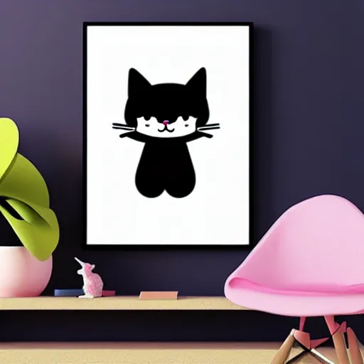 Image similar to Kawaii anime cute cat, art poster graphic