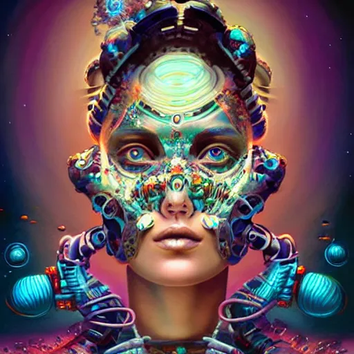 Image similar to cosmic fractal biopunk lofi portrait, pixar style, by tristan eaton stanley artgerm and tom bagshaw.