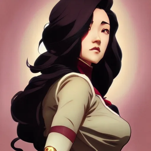 Image similar to Asami Sato from The Legend of Korra, fantasy, intricate, elegant, highly detailed, digital painting, artstation, concept art, matte, sharp focus, illustration, art by Artgerm and Greg Rutkowski and Alphonse Mucha