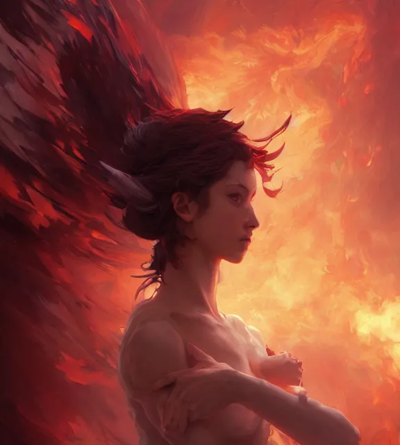 Prompt: a phoenix bathed in flames, by ruan jia and artgerm and range murata and wlop and ross tran and william - adolphe bouguereau and beeple. key art. fantasy illustration. award winning, artstation, intricate details, realistic, hyperdetailed, 8 k resolution.