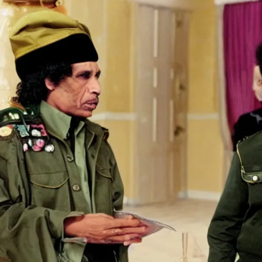 Image similar to A still of Muammar Gaddafi in Mean Girls