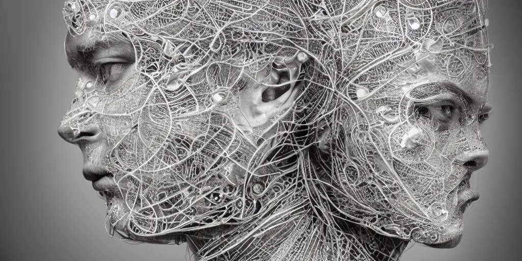 Prompt: hyperrealistic photography of a stunningly beautiful cyborg male, intimate, intricate filigree, fibonacci, in the style of beth cavener, jin kagetsu, and wlop, highly detailed, chrome face symmetry, masterpiece, award winning, sharp focus, concept art, high key, ambient lighting, 8 k, octane render,
