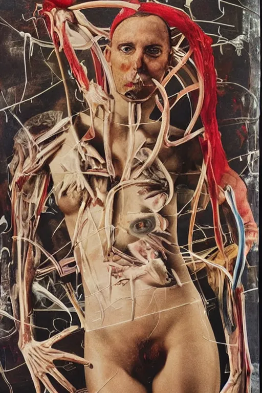 Prompt: you are from your father's worm, come party with me. pop style art images, delicately and carefully. symmetrical anatomy, torn adult magazine, hyperdetailed, surealism, no duplicate images, art by richard hamilton and mimmo rotella.