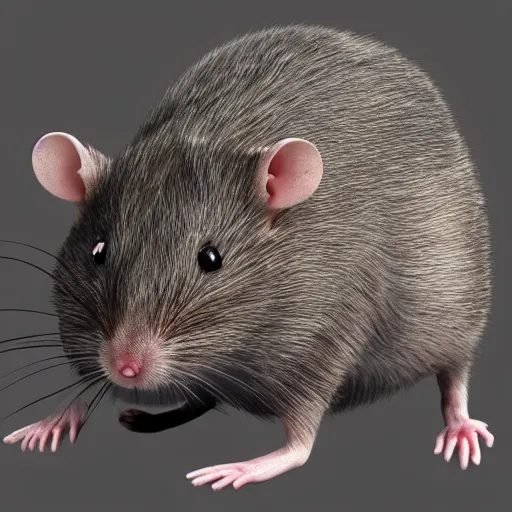 Prompt: huge armless rat, 3d render