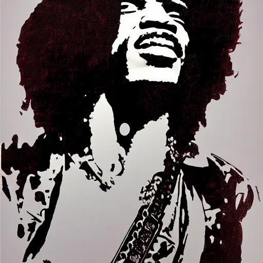 Prompt: grunge illustration of Jimi Hendrix