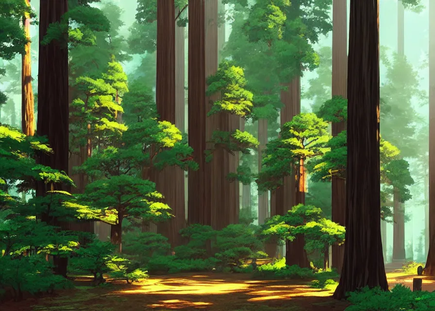 Image similar to a redwood forest with 1 9 8 0 s xerox copy machines, makoto shinkai, dusty