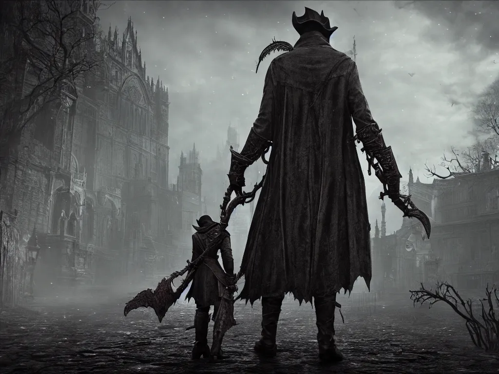 Image similar to bloodborne 2, dark, nighttime, victorian england style, horror, grotesque, serene, haunting, heavy atmosphere, claustrophobic, insanity, High Definition detail, 8K