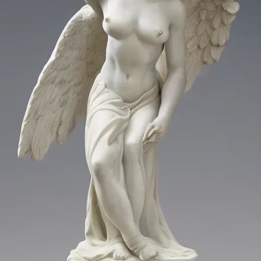 Image similar to a marble statue of an beautiful angel girl by peter camp