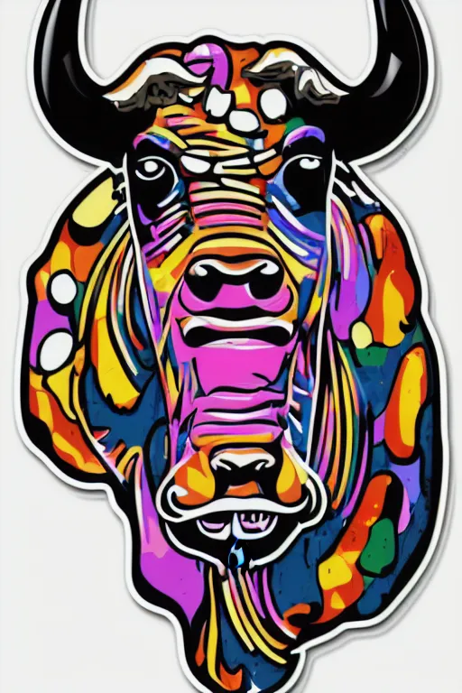 Image similar to A portrait of a dictator bull, sticker, highly detailed, colorful, illustration, smooth and clean vector curves, no jagged lines, vector art, smooth