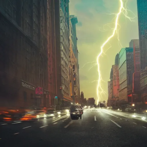 Image similar to colossal tardigrade attack new york, dramatic ambient lightning, golden hour, cinematic, action shot