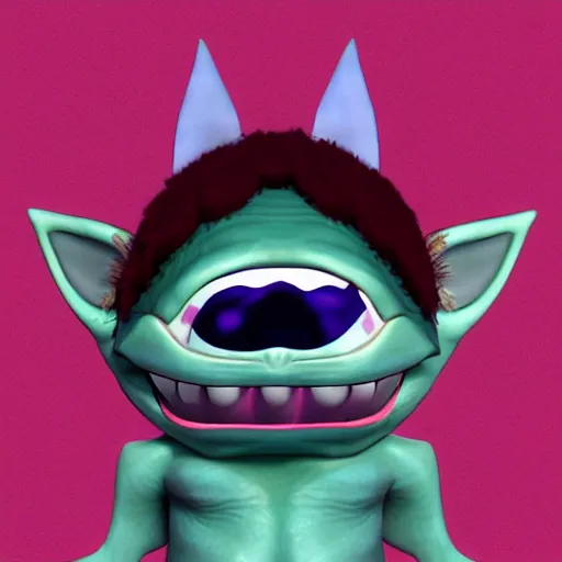 Image similar to poorly rendered 3 d adorable gremlin