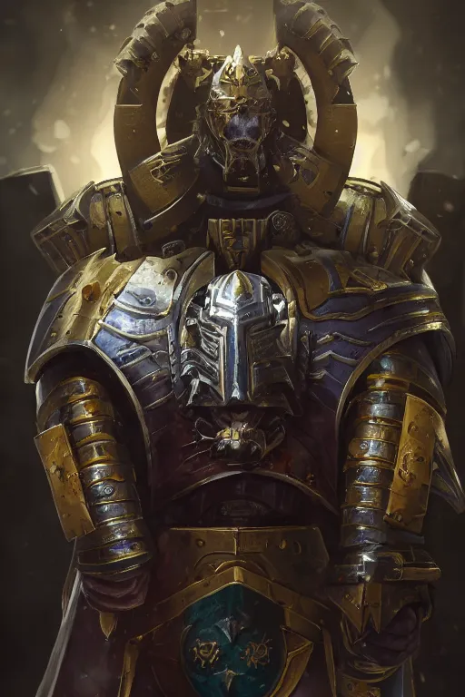 Image similar to armor portrait heros warhammer 4 0 k horus heresy fanart - the primarchs emperor by johannes helgeson animated with vfx concept artist & illustrator global illumination ray tracing hdr fanart arstation zbrush central hardmesh 8 k octane renderer comics stylized