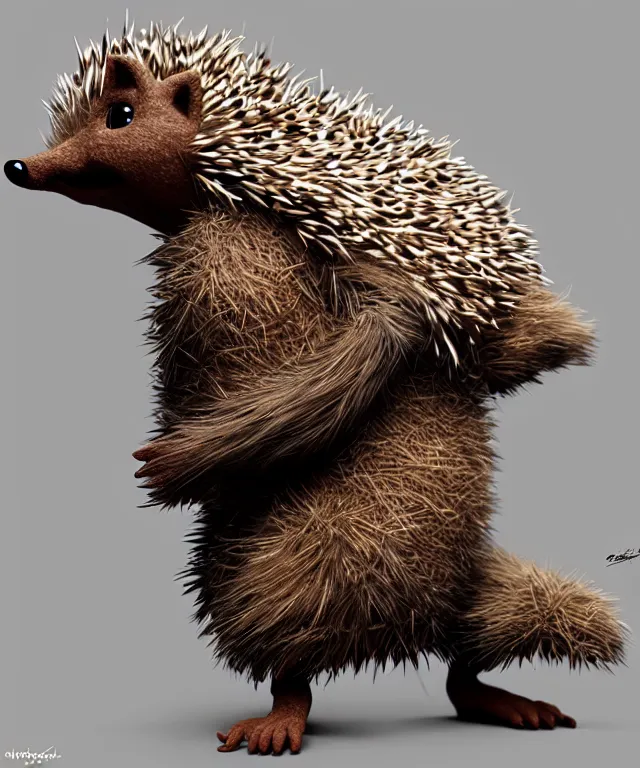 Image similar to an anthropomorphic hedgehog, fantasy, elegant, crisp 8 k line art, digital painting, artstation, unreal engine, octane render, concept art, matte, sharp focus, hyper realistic lighting, illustration, art by dave kendall