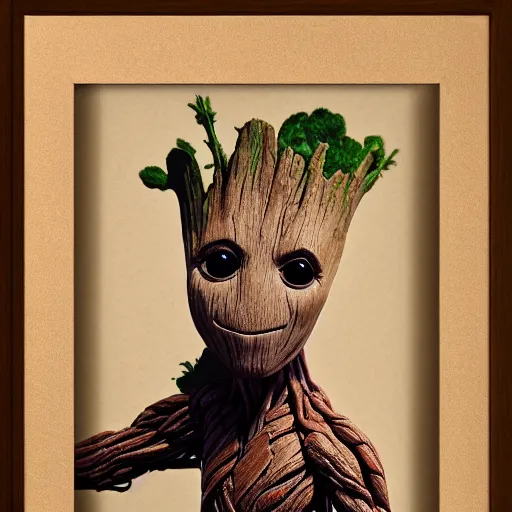 Image similar to groot as a gentleman, studio shot 1 0 0 mm, trending on behance, 8 k