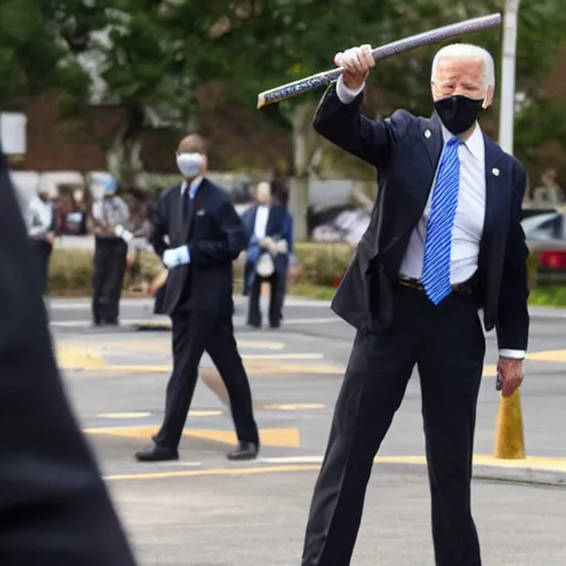 Image similar to joe biden wielding a katana