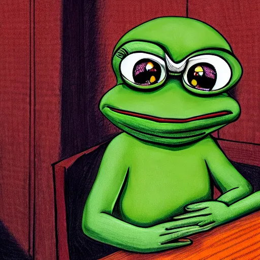 pepe the frog smug look, at the nuremberg trials, | Stable Diffusion ...