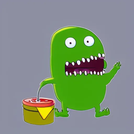 Image similar to animated fridge monster eating a pickle