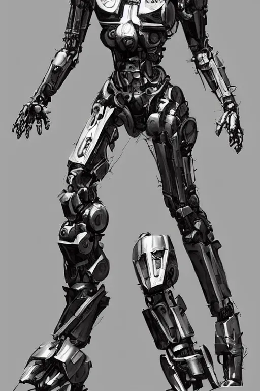 Prompt: full body cyborg female concept art, humanoid form, metalized mecha muscle, monkey limbs, digital art, in the style of ben lol, brian sum, ramil sunga, herbert lowis, furio tedesschi, christopher cao, frederic daoust, joe botardo, artstation, pinterest, deviantart, photoshop, unreal engine