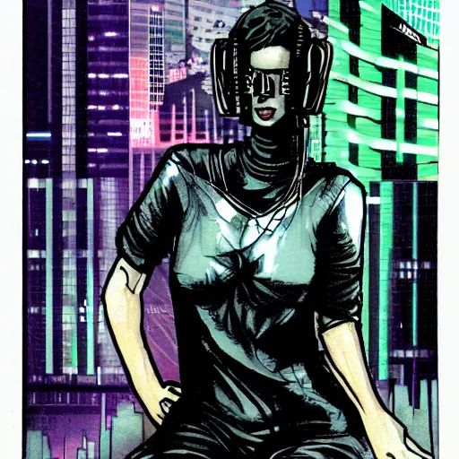 Image similar to cyber noir cyberpunk hacker by david mack