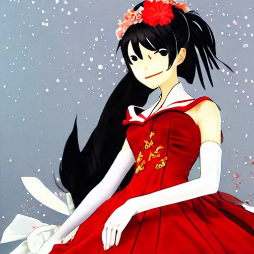 Prompt: yukiko amagi in wedding dress by shigenori soejima