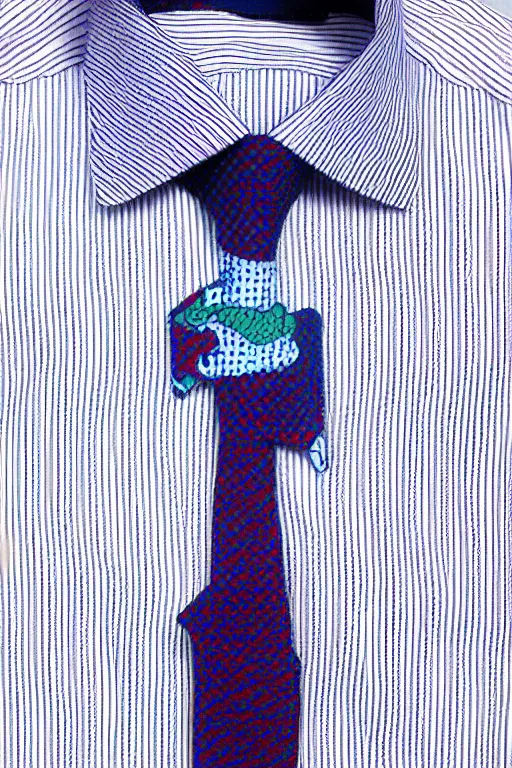 Prompt: men's tie shirt style, pop art, borderland style art