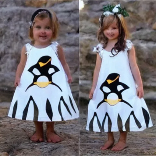 Image similar to penguins in dresses