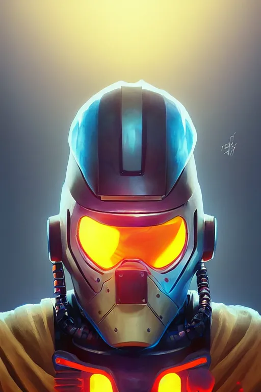 Image similar to epic mask helmet robot ninja portrait stylized as fornite style game design fanart by concept artist gervasio canda, behance hd by jesper ejsing, by rhads, makoto shinkai and lois van baarle, ilya kuvshinov, rossdraws global illumination radiating a glowing aura global illumination ray tracing hdr render in unreal engine 5