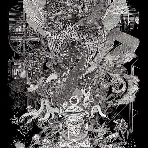 Prompt: the worst name imaginable, an ultrafine detailed illustration by james jean, final fantasy, intricate linework, bright colors, behance contest winner, vanitas, angular, altermodern, unreal engine 5 highly rendered, global illumination, radiant light, detailed and intricate environment