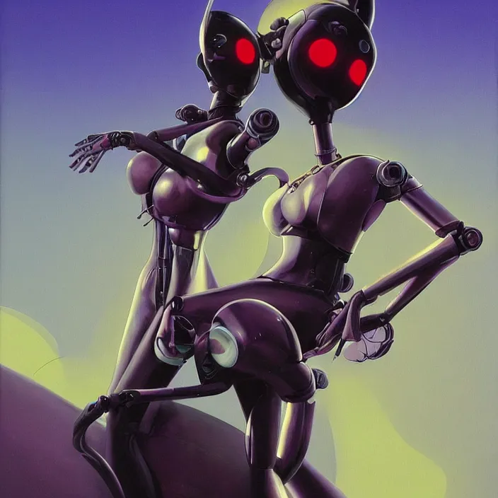 Image similar to dominatrix robot, hyper feminine, detailed, sharp focus, pastel, intricate, realistic, smooth, volumetric lighting, digital painting, by roger dean