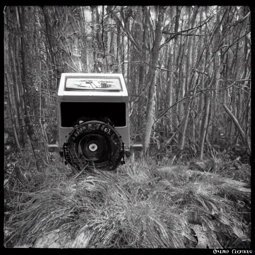 Prompt: homer simpson, trail cam footage, black and white