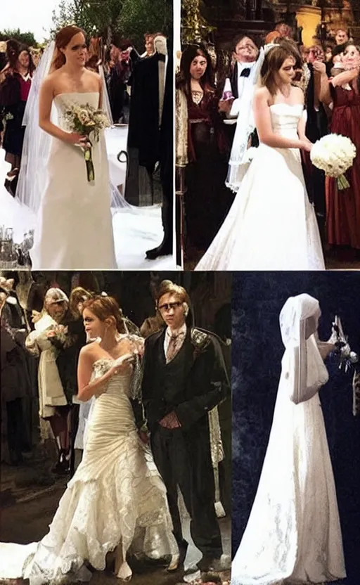 Prompt: emma watson wedding harry potter, instagram, hollywood