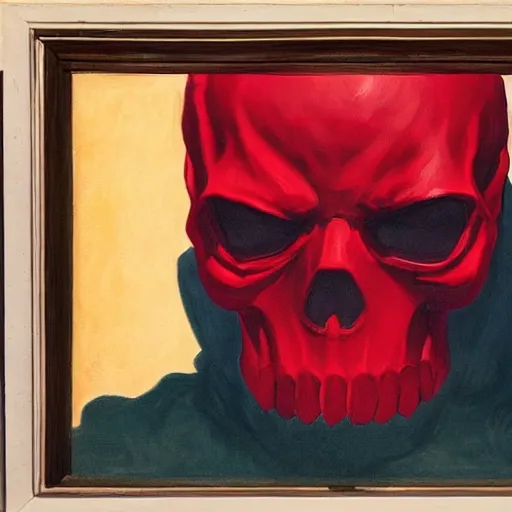 Prompt: Red Skull, painted by Edward Hopper