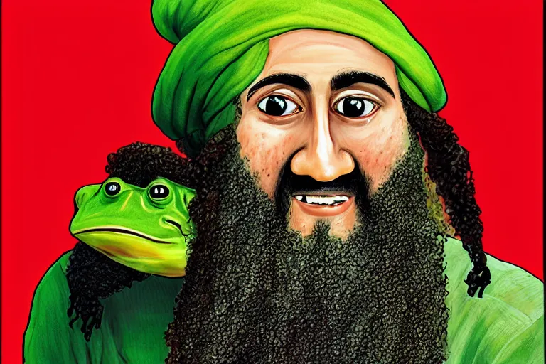 Image similar to Osama bin laden as a frog