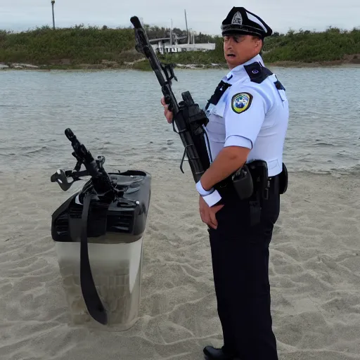 Prompt: shark police officer