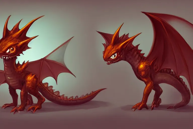 Image similar to full body digital illustration of a cute baby dragon by randy Vargas, chroma, concept art, matte background, deviantArt, artstation