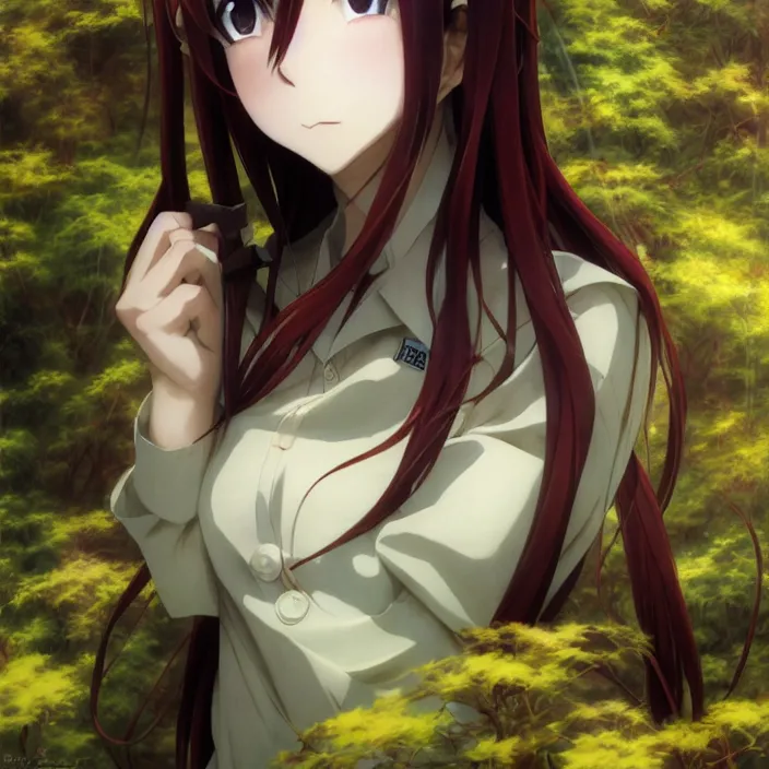 Image similar to Nishimiya Shouko, Albedo from Overlord, Mayer Re-l, Japan Lush Forest, official anime key media, close up of Iwakura Lain, LSD Dream Emulator, paranoiascape ps1, official anime key media, painting by Vladimir Volegov, beksinski and dan mumford, giygas, technological rings, johfra bosschart, Leviathan awakening from Japan in a Radially Symmetric Alien Megastructure turbulent bismuth glitchart, Atmospheric Cinematic Environmental & Architectural Design Concept Art by Tom Bagshaw Jana Schirmer Jared Exposure to Cyannic Energy, Darksouls Concept art by Finnian Macmanus