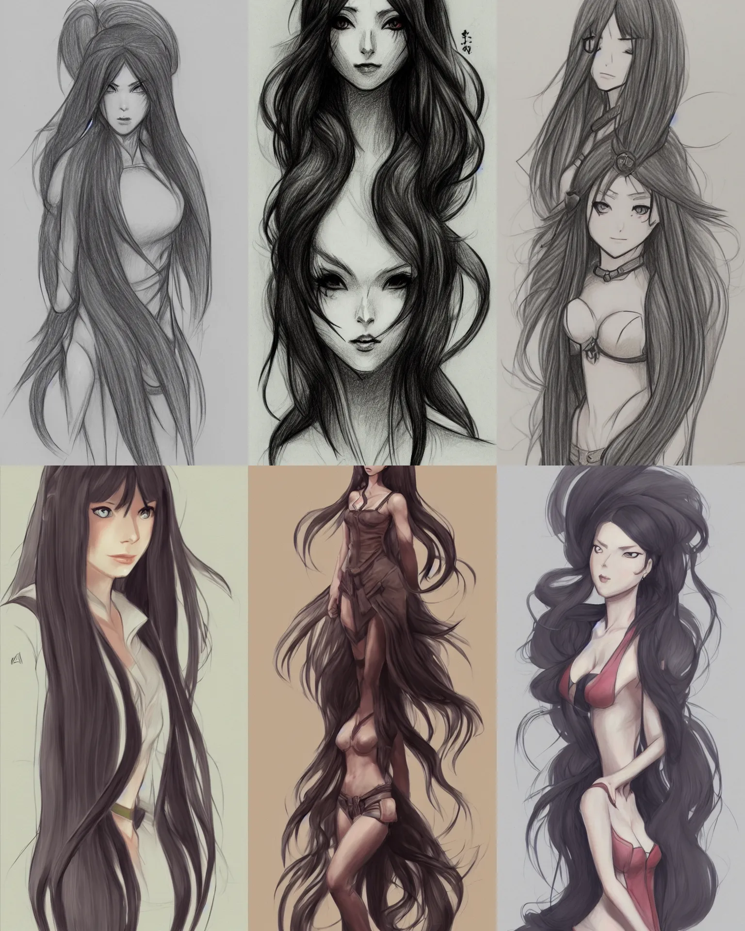 Anime Long Hair Drawing Reference: Cascade of Creativity - Art Reference  Point